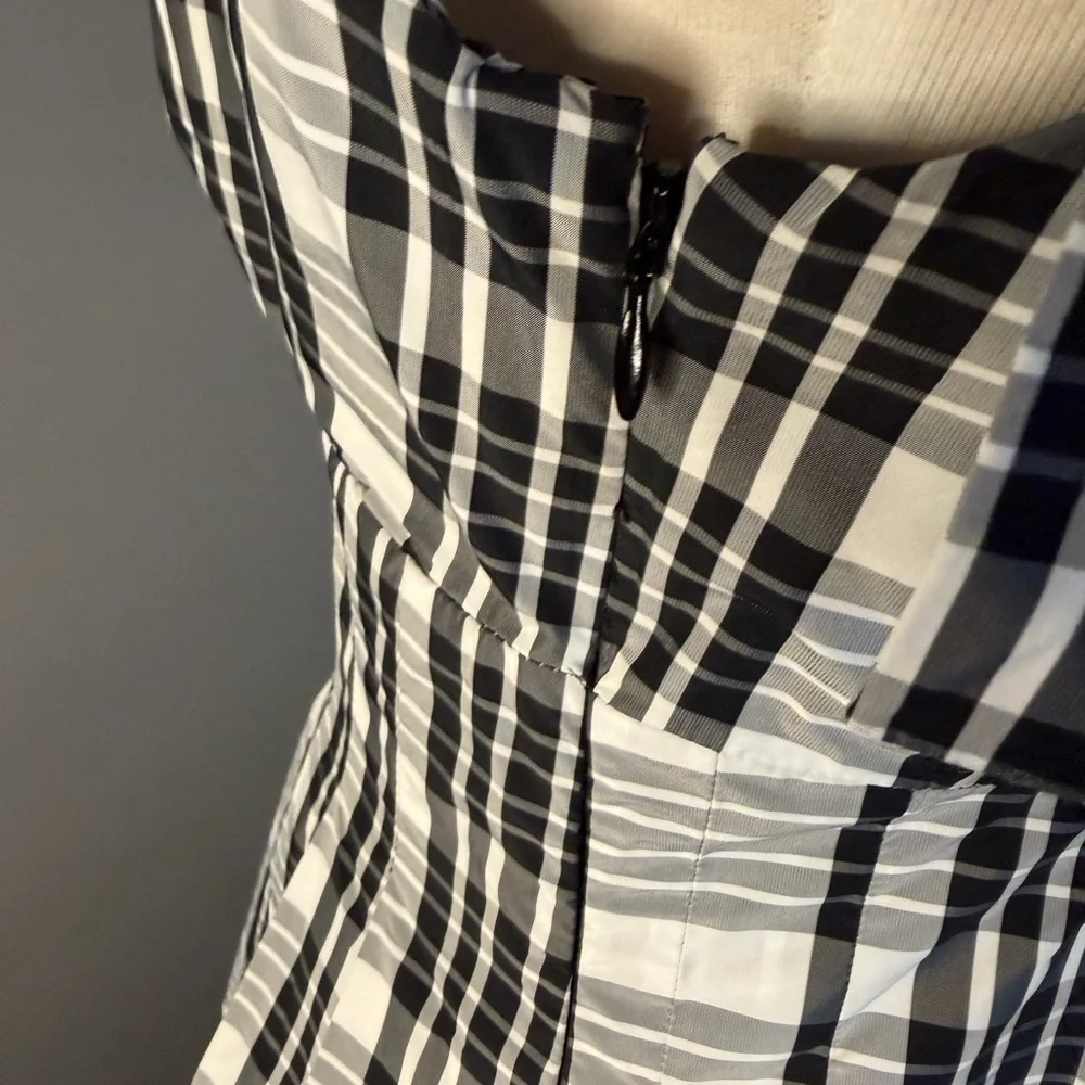 Maeve Anthropology Black & White Plaid Maxi Dress with Tie Straps - Picture 10 of 14